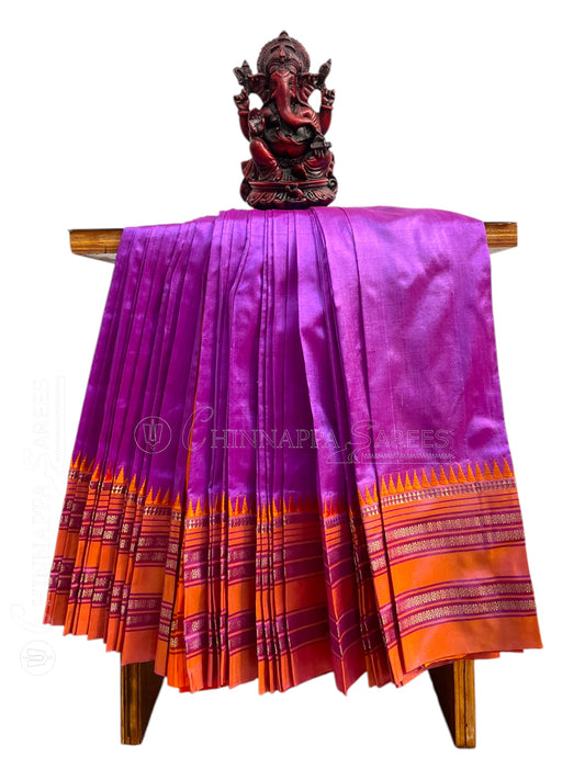 Narayanpet Plain Light Purple Silk Saree