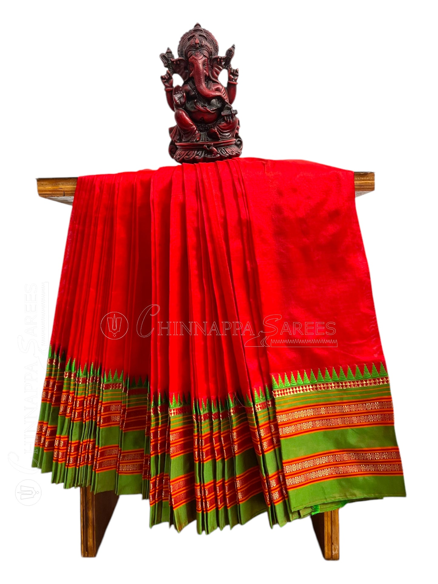 Narayanpet Plain Red colour pure Silk Saree