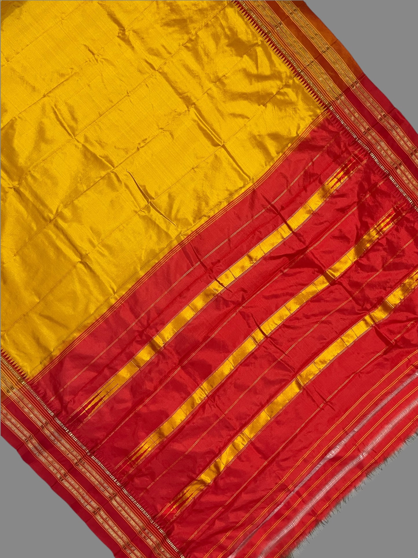 Narayanpet Plain Golden Yellow colour pure Silk Saree