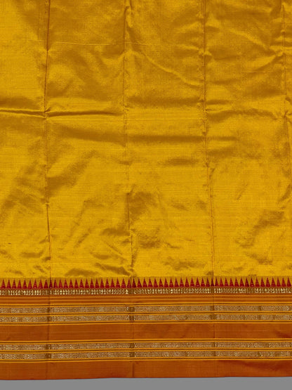 Narayanpet Plain Golden Yellow colour pure Silk Saree