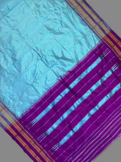 Narayanpet Plain Light Blue colour pure Silk Saree