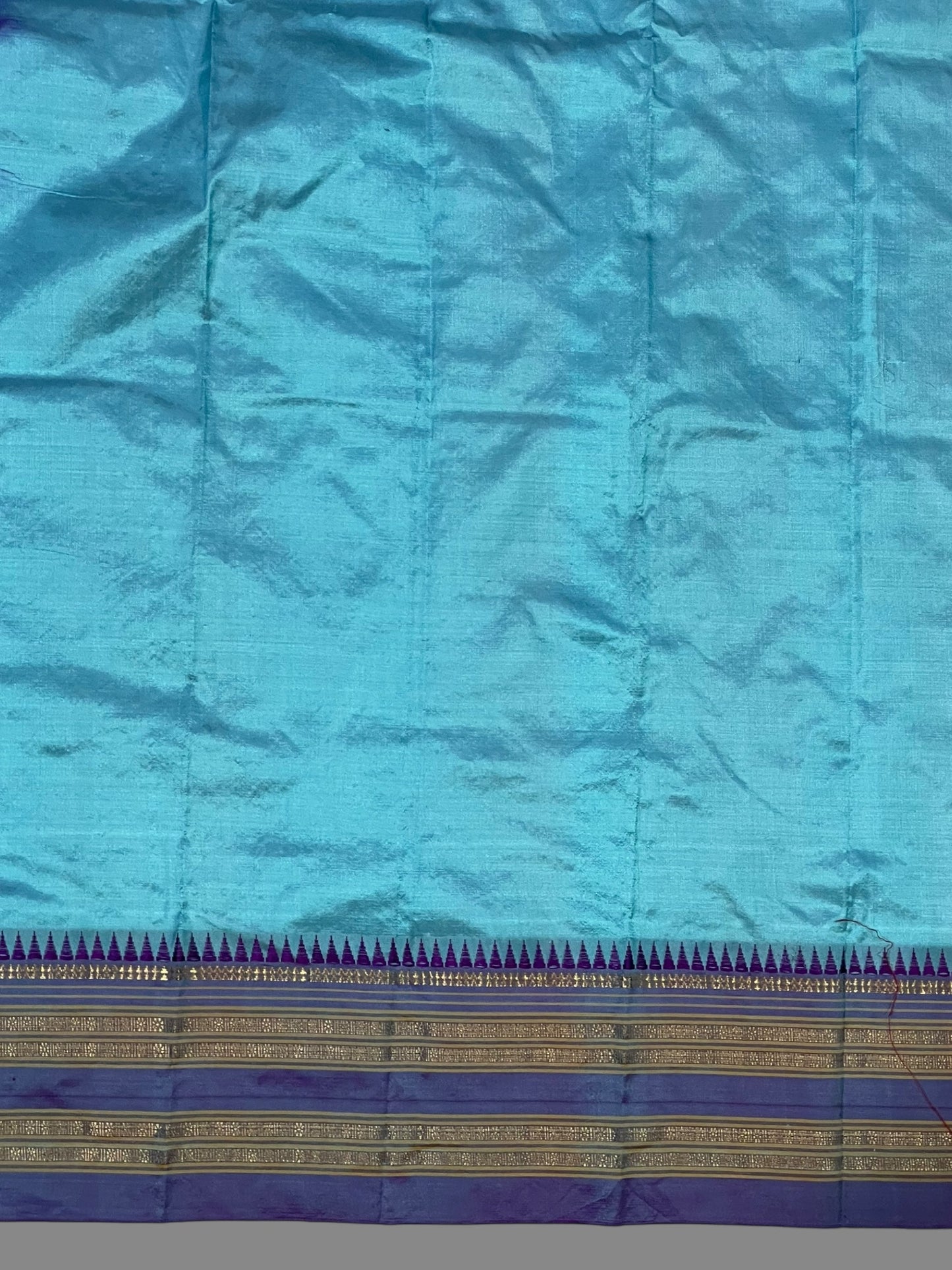 Narayanpet Plain Light Blue colour pure Silk Saree