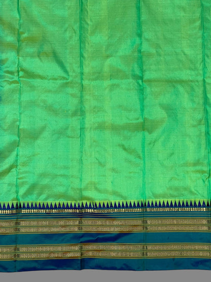 Narayanpet Plain Light Green colour Pure Silk Saree