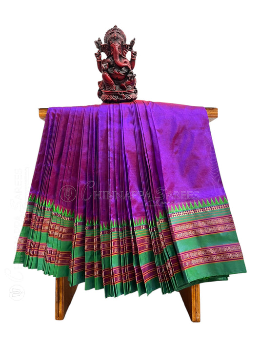 Narayanpet Plain Magenta 2 Pure Silk Saree