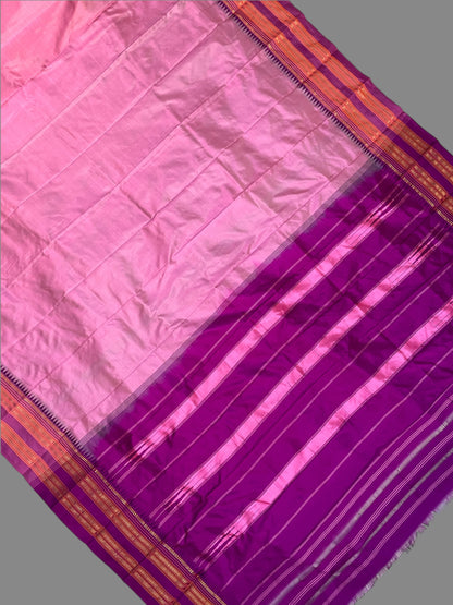 Narayanpet Plain Lavender Pink colour pure Silk Saree