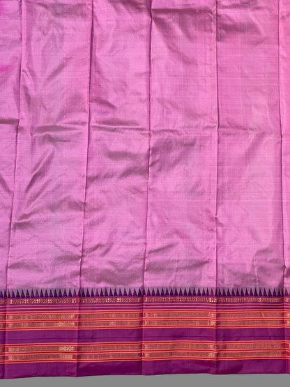 Narayanpet Plain Lavender Pink colour pure Silk Saree