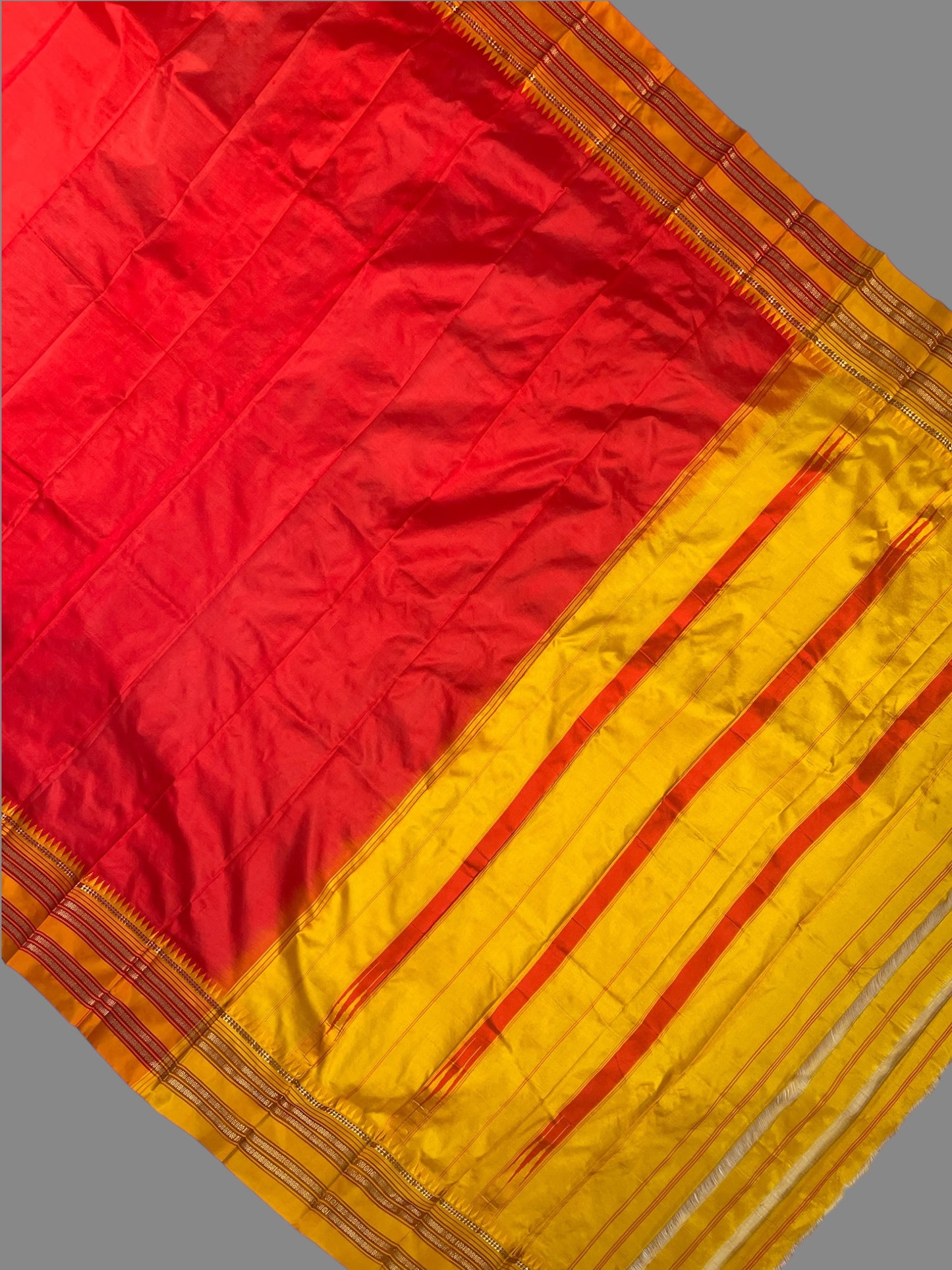 Narayanpet Plain Dark Red colour pure Silk Saree