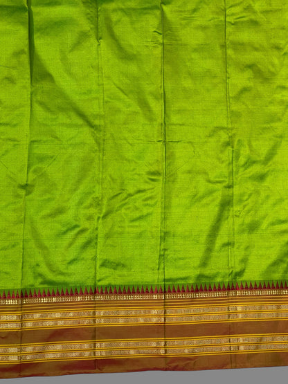 Narayanpet Plain Green colour pure Silk Saree