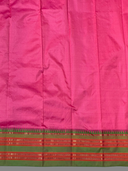 Narayanpet Plain Pink colour pure Silk Saree