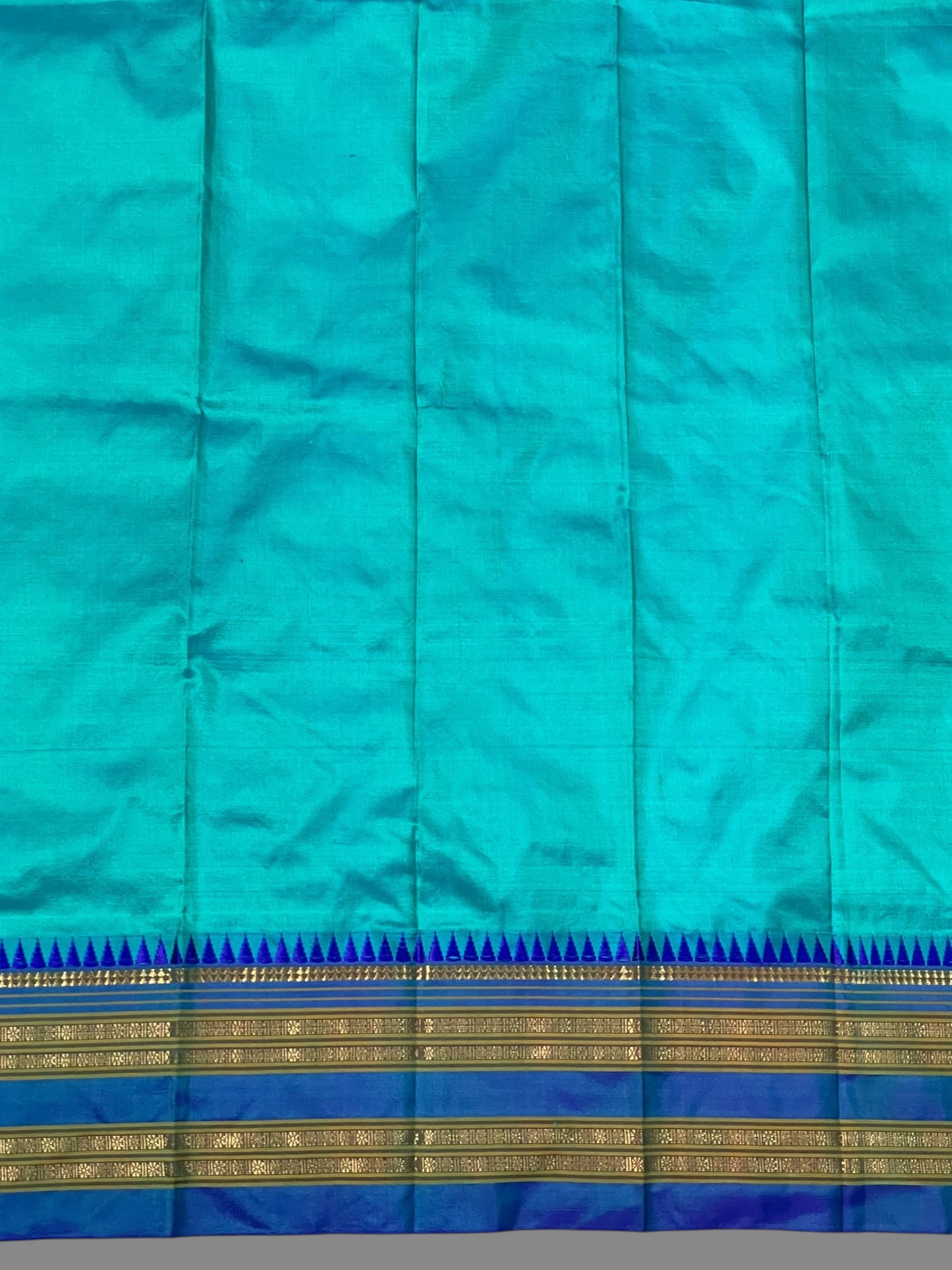 Narayanpet Plain Rama Blue Pure Silk Saree