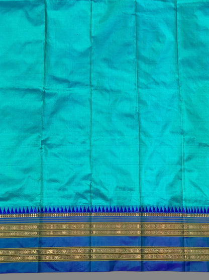 Narayanpet Plain Rama Blue Pure Silk Saree