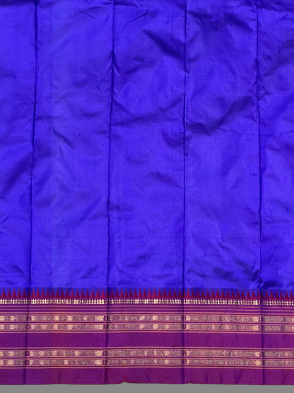 Narayanpet Plain Royal Blue Pure Silk Saree