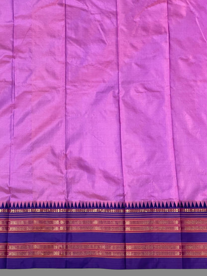 Narayanpet Plain Purple Pink Pure Silk Saree