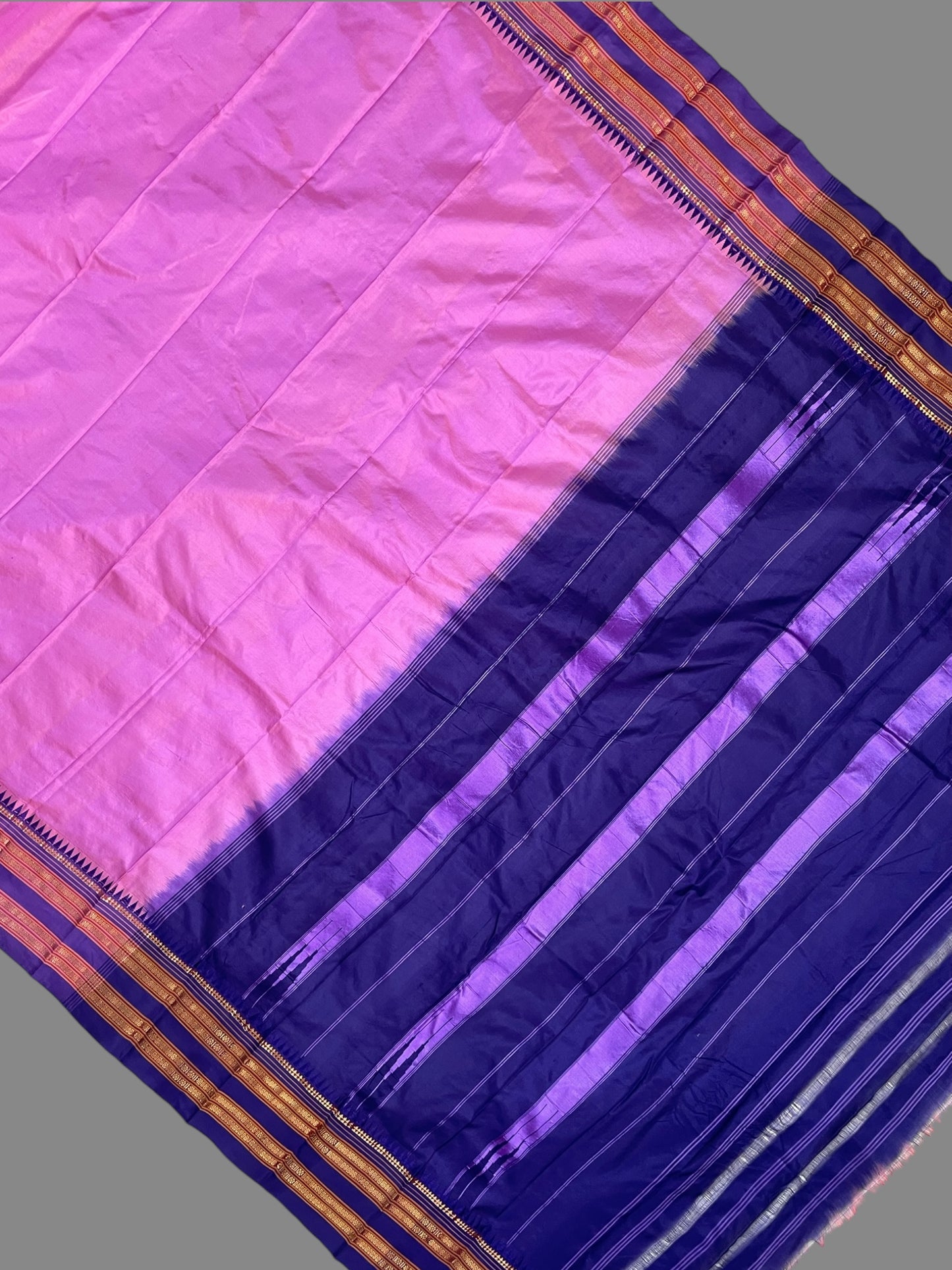 Narayanpet Plain Purple Pink Pure Silk Saree