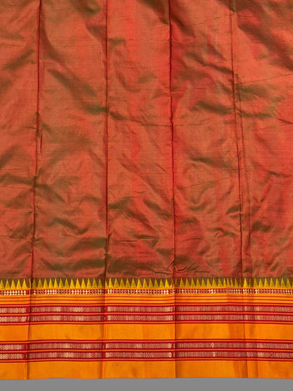 Narayanpet Plain Brown Pure Silk Saree