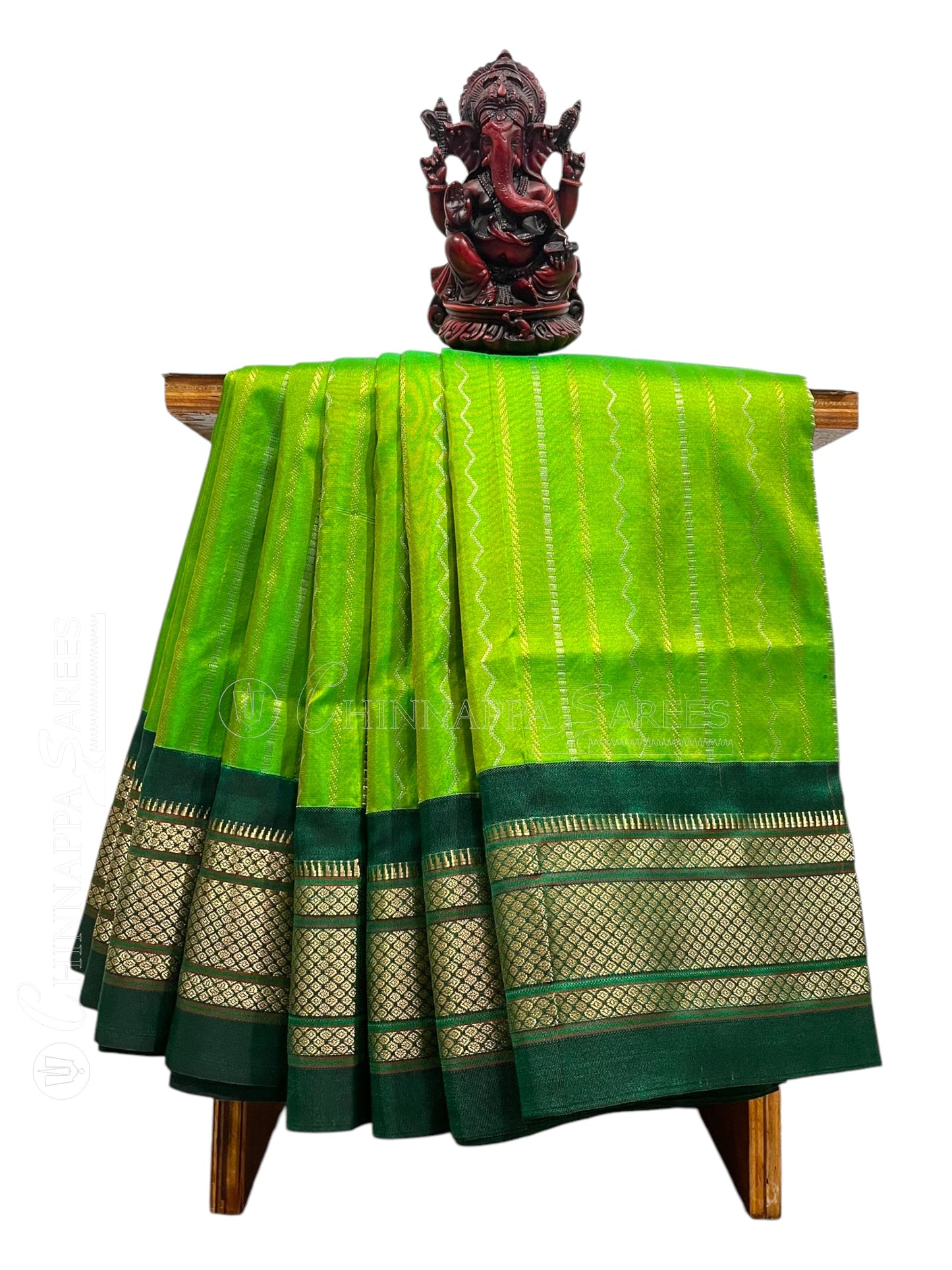 Pure Paithani Parrot Green Silk Saree