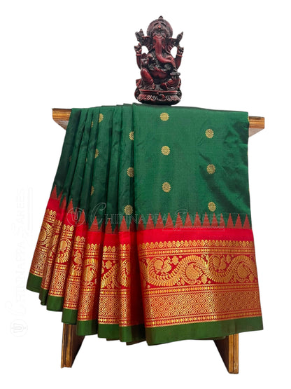 Ankita Border Dark Green Pure Silk Saree