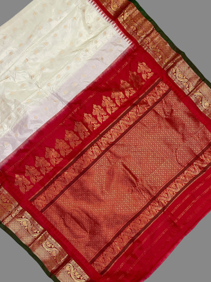 Ankita Border Cream Pure Silk Saree