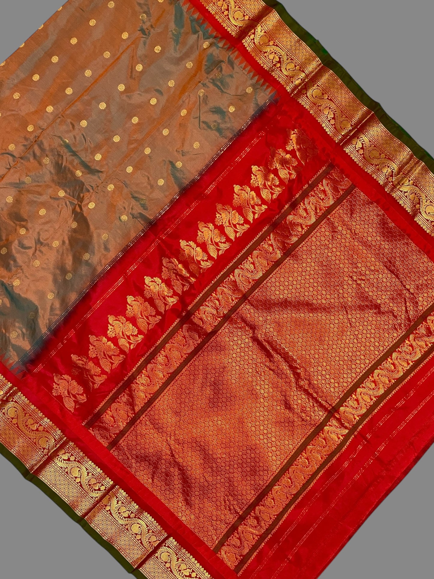 Ankita Border Ash Brown Pure Silk Saree