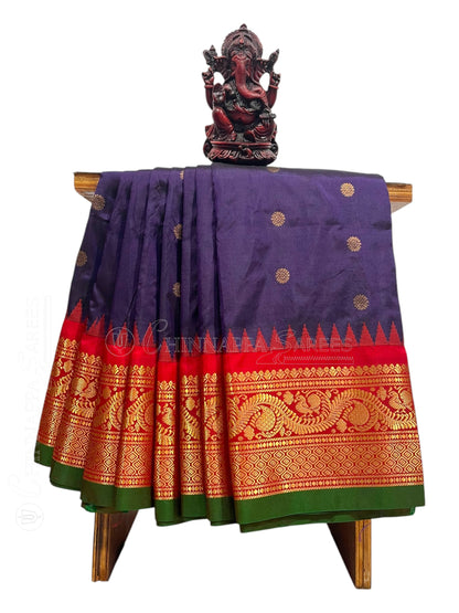 Ankita Border Dark Purple Pure Silk Saree