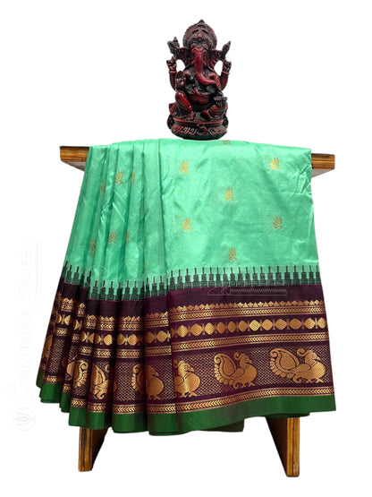 Mahalaxmi Border Light Green Pure Silk Saree