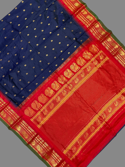 Mahalaxmi Border Navy Blue Pure Silk Saree