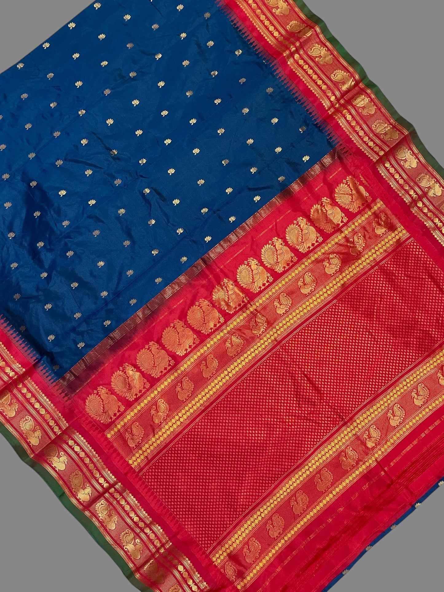 Mahalaxmi Border Peacock Blue Pure Silk Saree