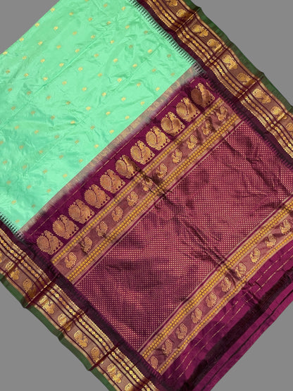 Mahalaxmi Border Light Green Pure Silk Saree