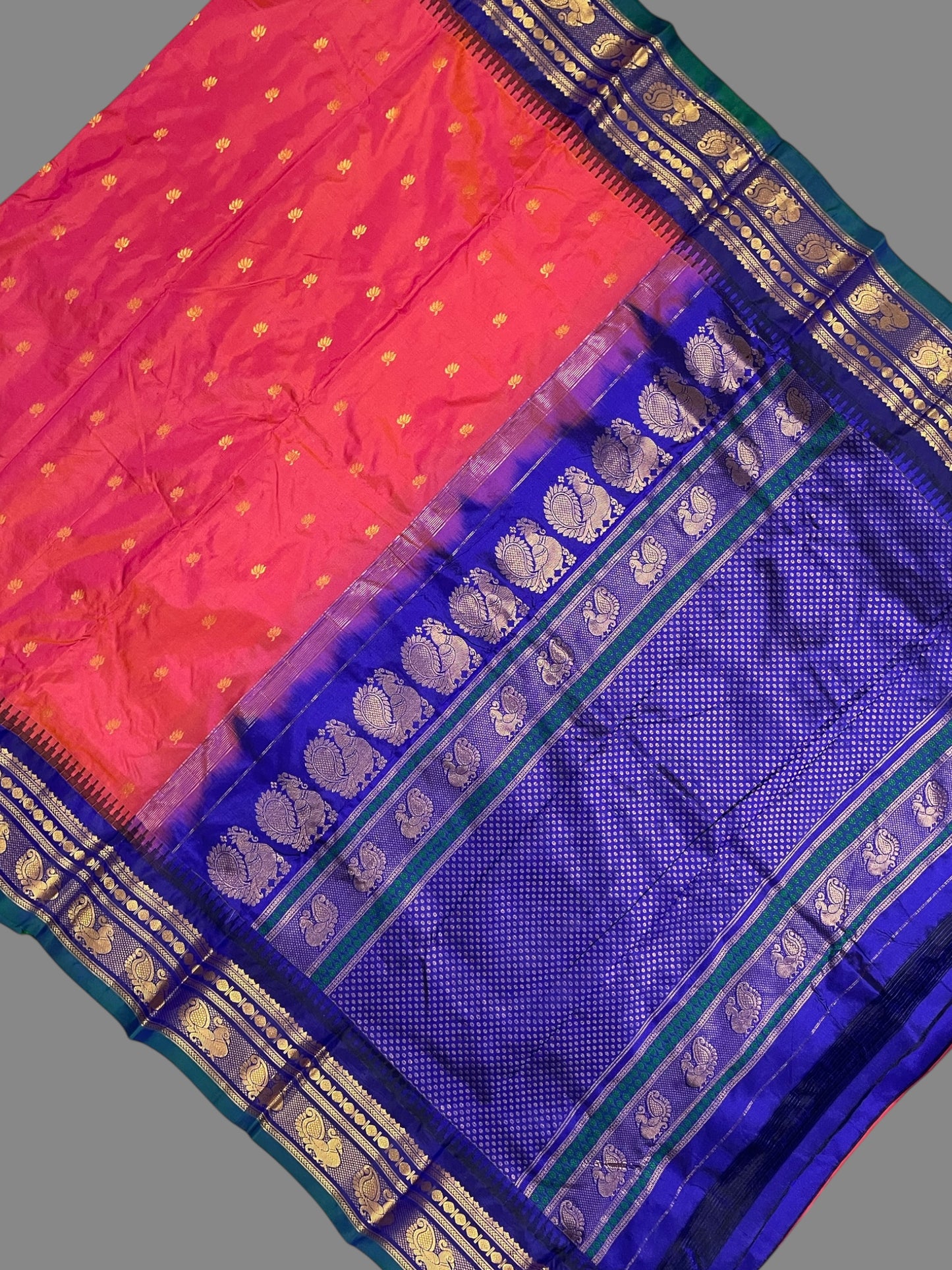 Mahalaxmi Border Tomato Pink Pure Silk Saree