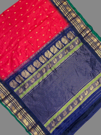 Mahalaxmi Border Red Pure Silk Saree