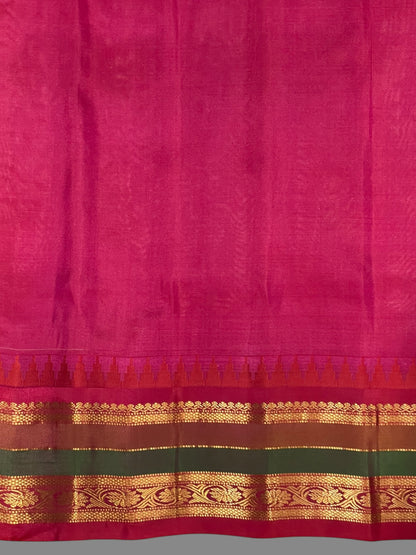 Gap Border Checks Cream Pure Silk Saree