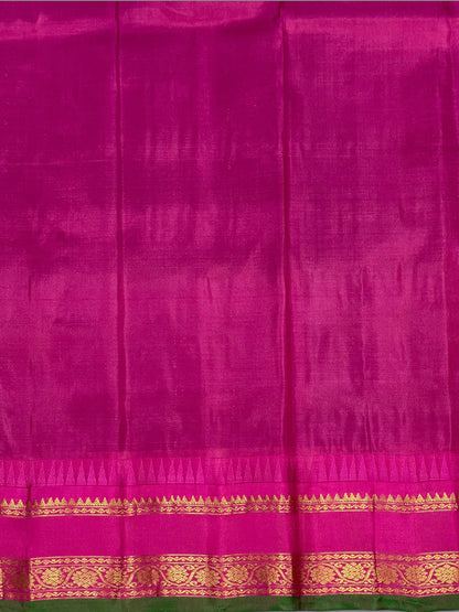 Gap Border Checks Golden Yellow Pure Silk Saree