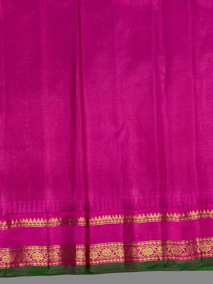 Gap Border Checks Deep Purple Pure Silk Saree