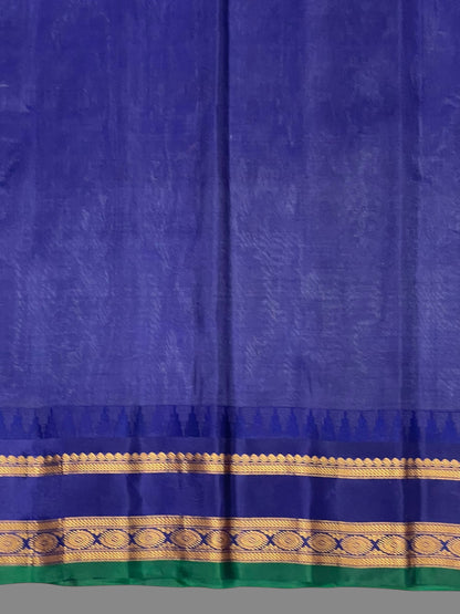 Gap Border Checks Half White Pure Silk Saree