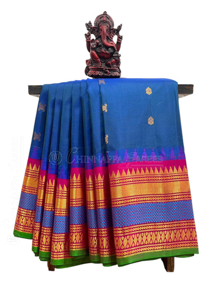 Venkat Giri Checks Deep Blue Pure Silk Saree