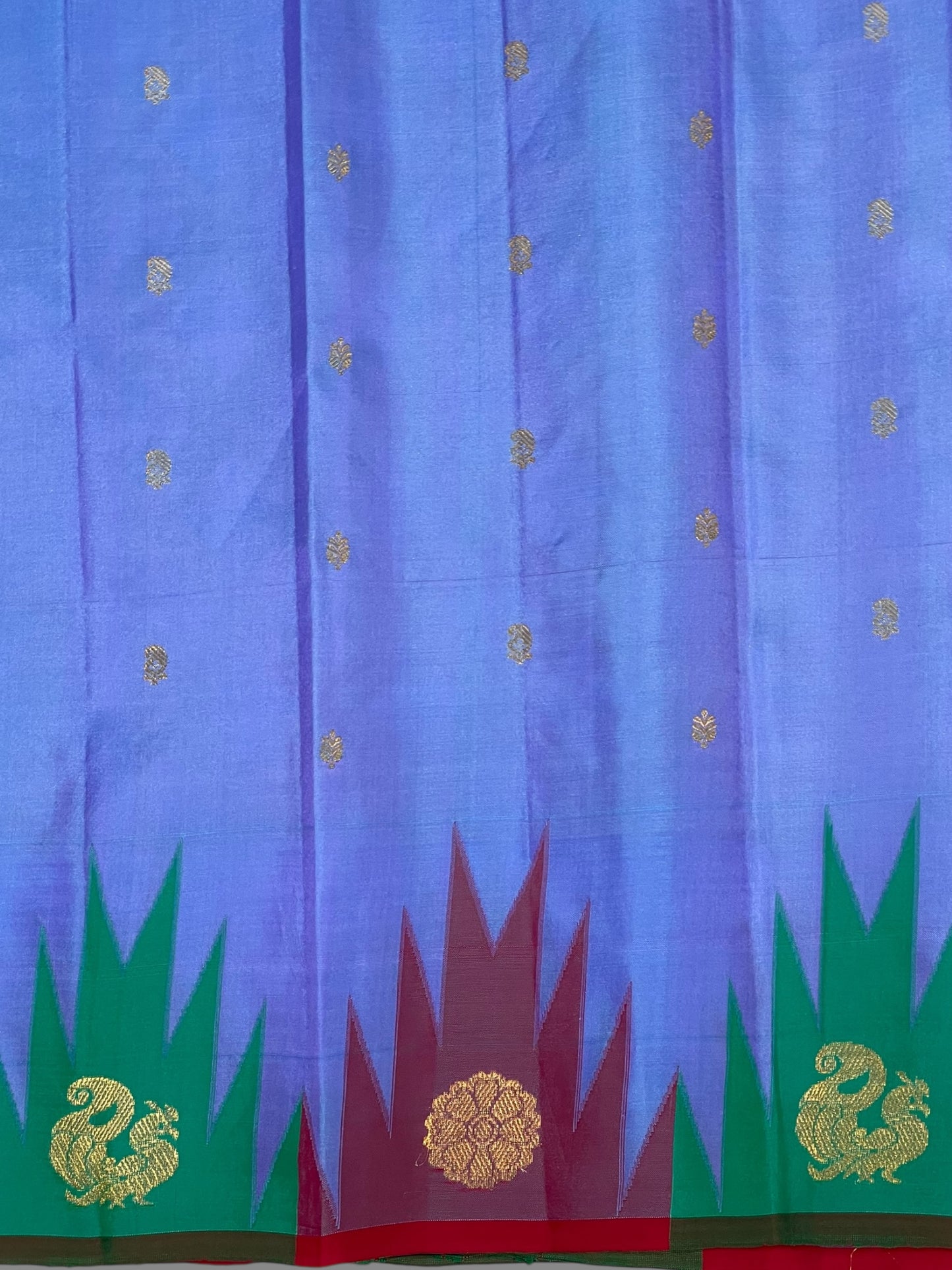 Kanchi Big Temple Border Light Blue Pure Silk Saree