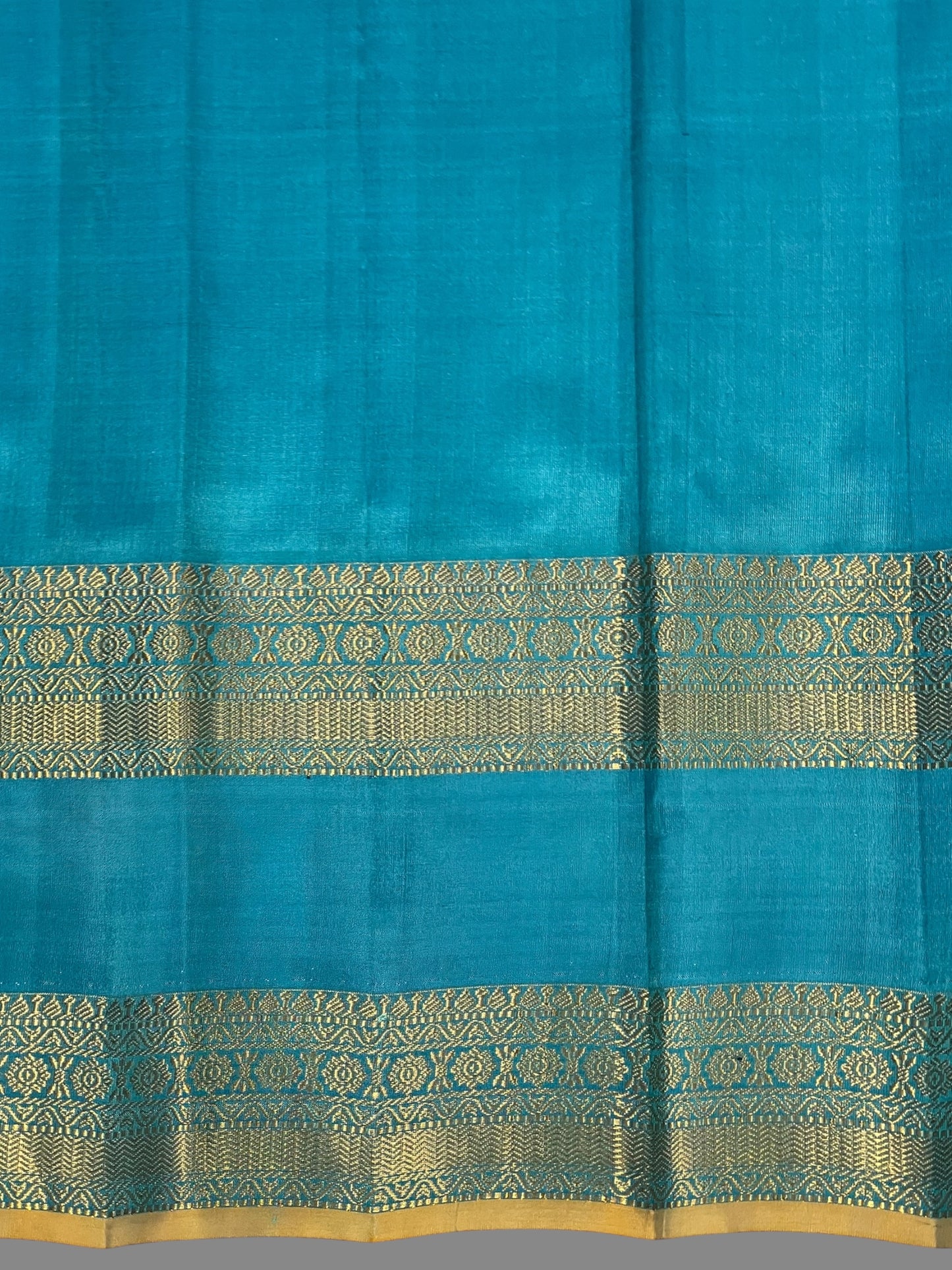 Big Gap Double Peacock Border Mustard Pure Silk Saree