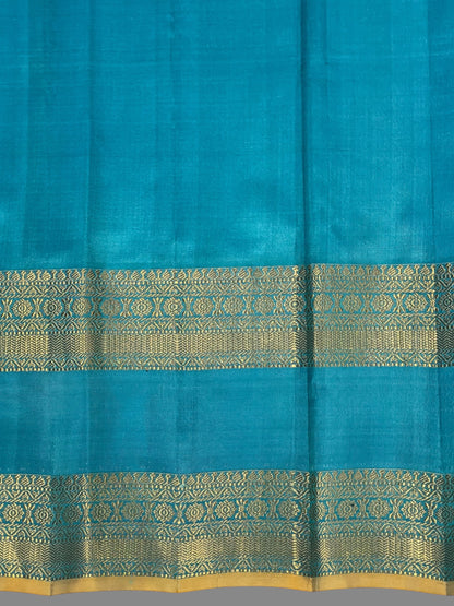 Big Gap Double Peacock Border Mustard Pure Silk Saree