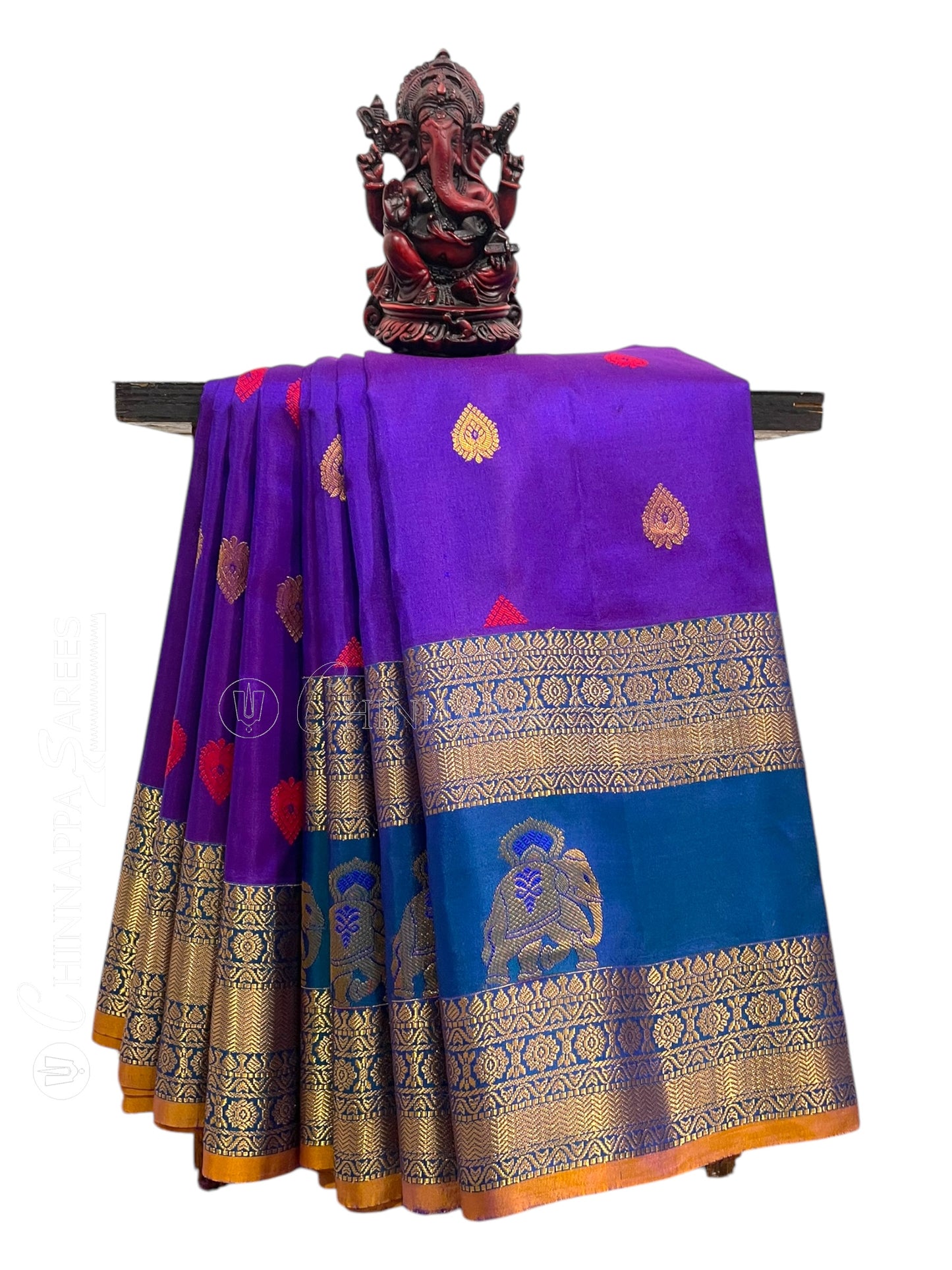 Big Gap Double Peacock Border Light Magenta Pure Silk Saree