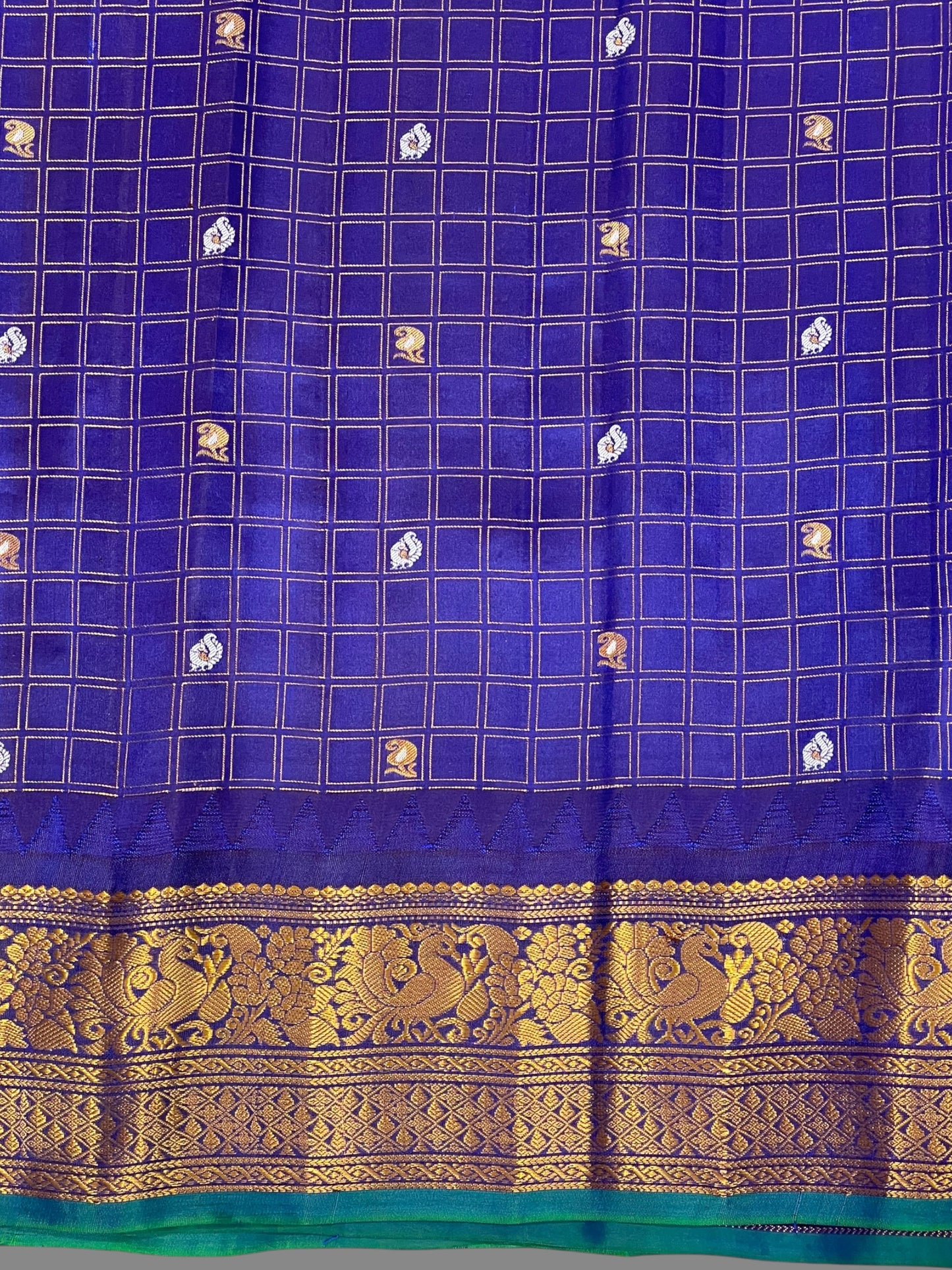 Humsa Big Checks Light Lavender Pure Silk Saree