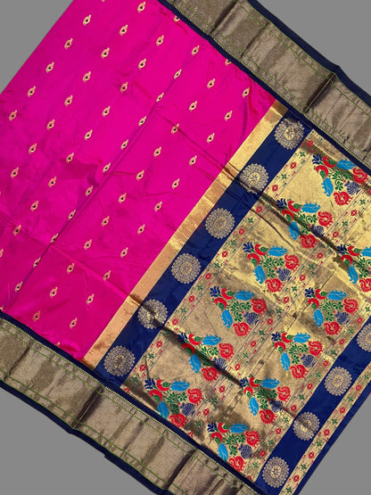 Kala Paithani Mulberry Pink Silk Pure Sarees