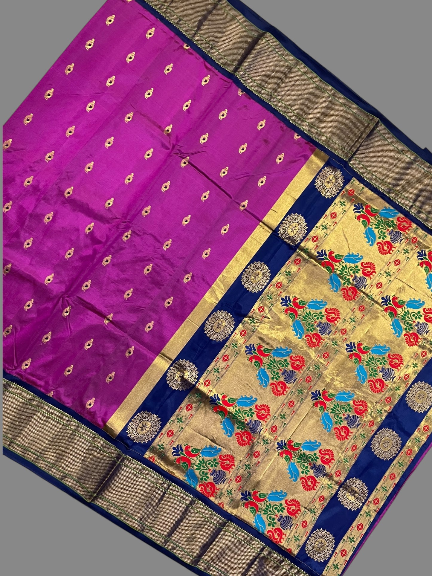 Kala Paithani Magenta Silk Pure Sarees