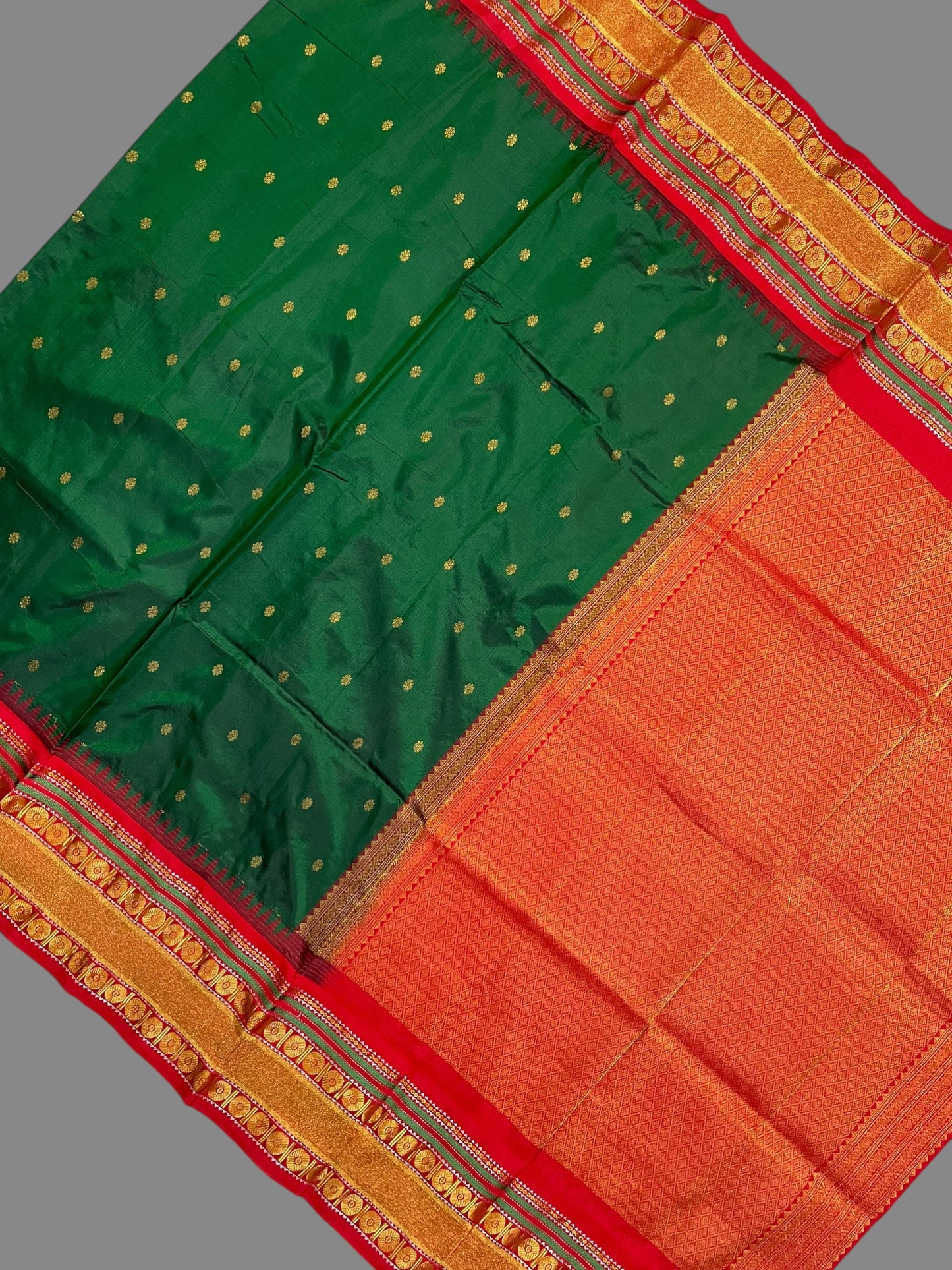 Rudrakshi Dark Green Pure Silk Saree