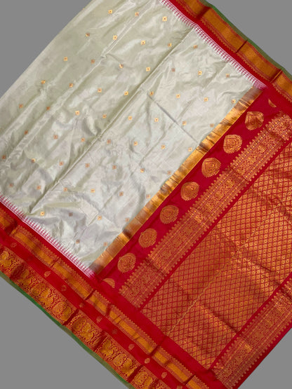 Kanchi Border Butta Cream Pure Silk Saree