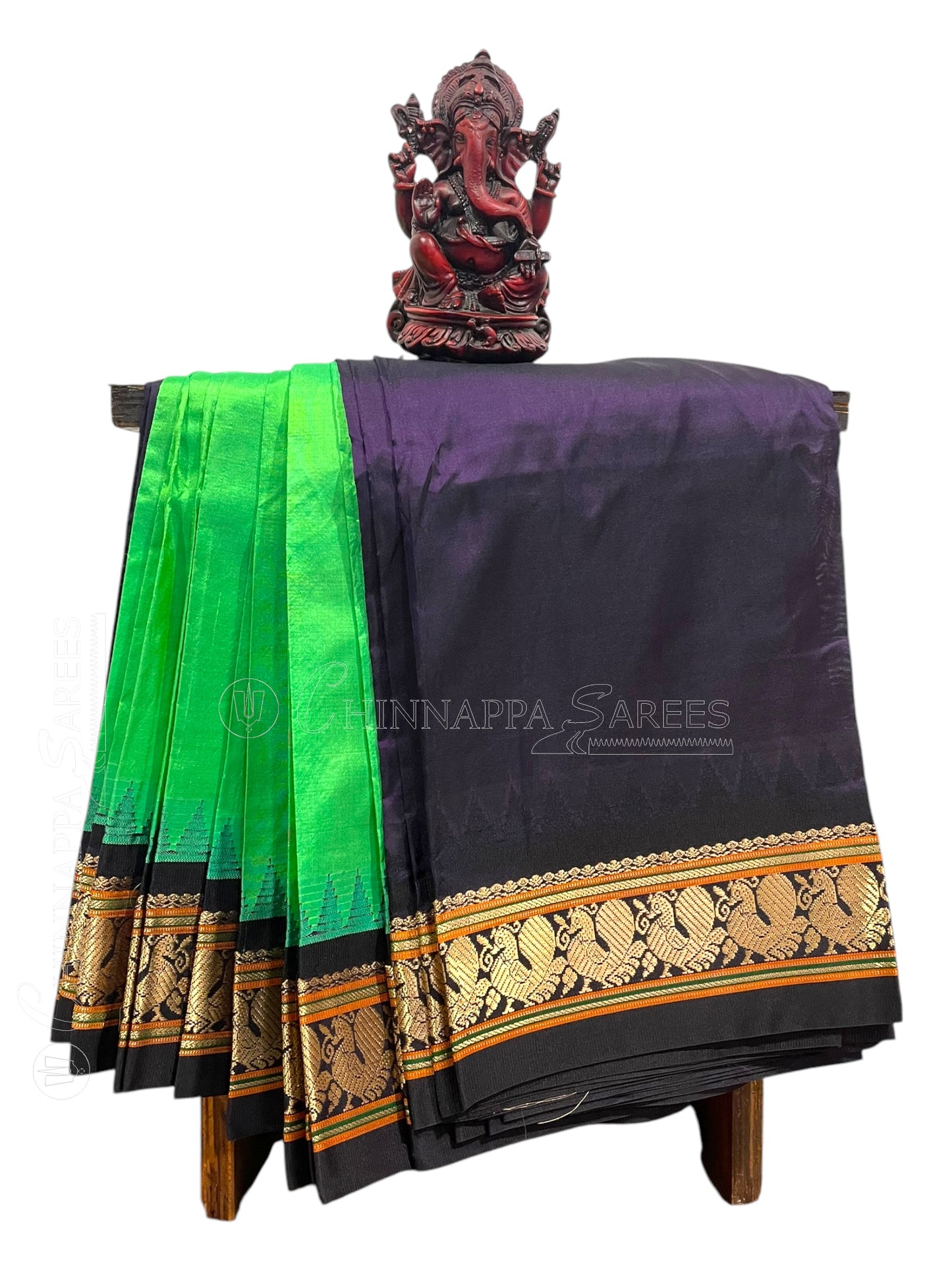 Humsa Border Green Pure Silk Saree