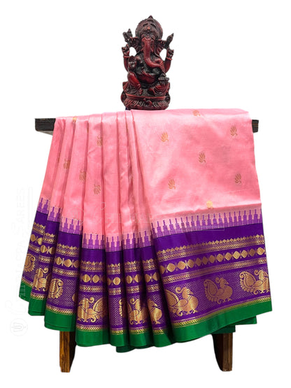 Mahalaxmi Border Light pink Pure Silk Saree