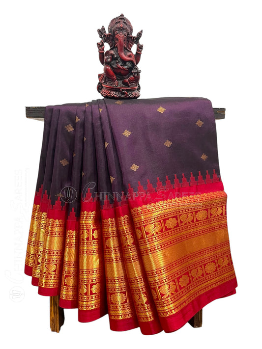 Kanchi Big Border Dark Purple 1 Pure Silk Saree