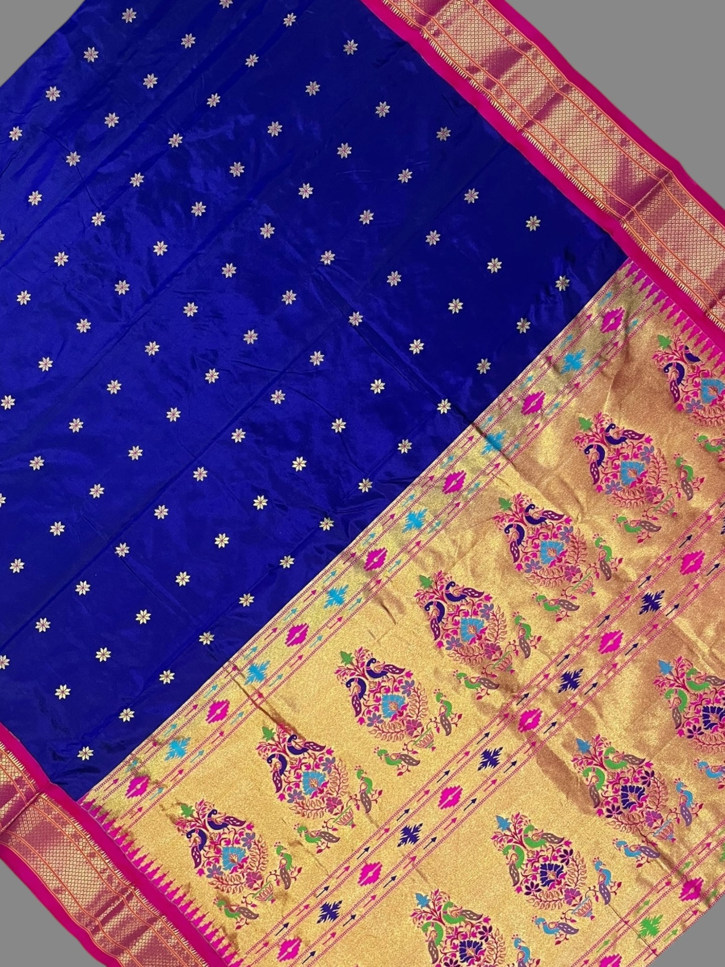 Paithani Royal Blue Pure Silk Saree