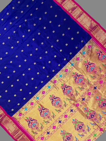 Paithani Royal Blue Pure Silk Saree