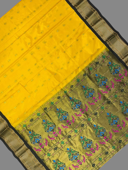 Paithani Yellow Pure Silk Saree